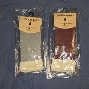 Wanakome Cozy Socks - Gray and Burgundy 2 Pair XS/S